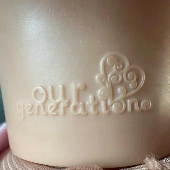 Our Generation 18” Doll wearing Pink & Gray Cozy Cat Pajamas - Picture 7 of 8